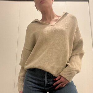 Topshop Polo Collar Knit Sweater Cream XS